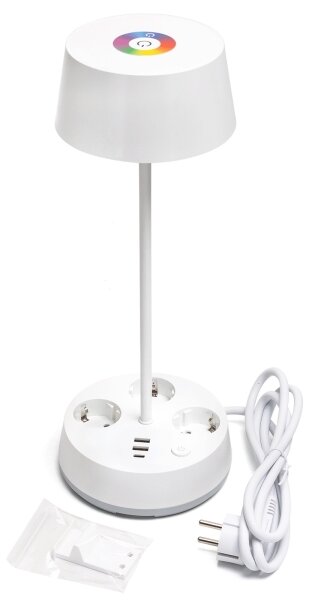 Aigostar-LED RGBW Stmievateľná stolová lampa s zásuvkami a USB LED/4,6W/230V biela