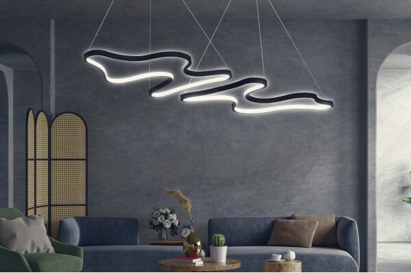 LED luster na lanku DUPLE ARTISAN LED/80W/230V 6500K čierna