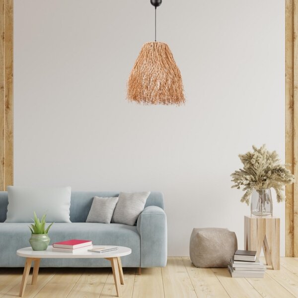 Závesný luster FRINGE na lanku 1xE27/40W/230V rafia