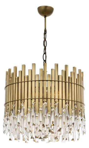 Luster na reťazi CRYSTALLINE, 6xE27/40W/230V, priemer 40 cm, mosadz