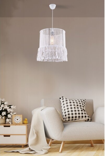 Závesný luster NESS MACRAME na lanku 1xE27/40W/230V biely