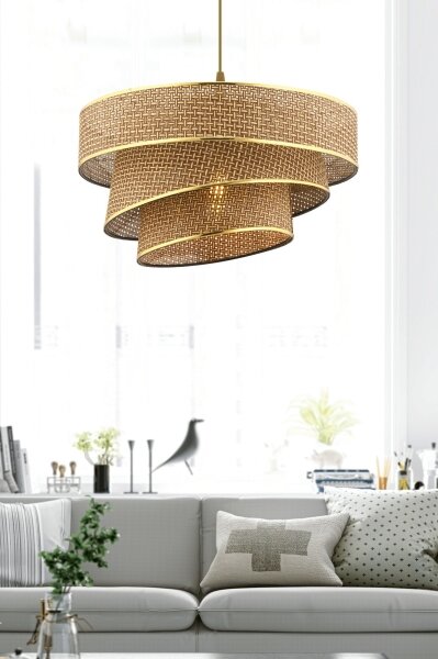 Luster na lanku COUPER 1xE27/60W/230V hnedá/zlatá