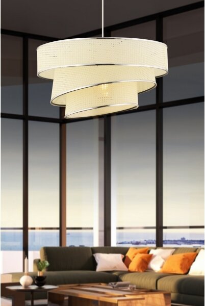 Luster na lanku COUPER 1xE27/60W/230V biela/lesklý chróm