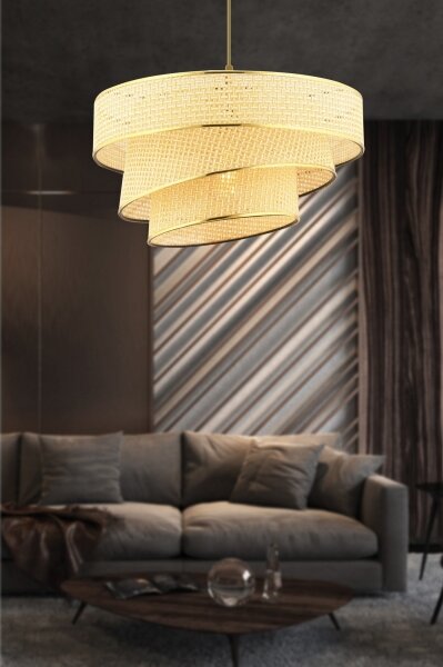 Závesný luster na lanku COUPER 1xE27/60W/230V béžová/zlatá