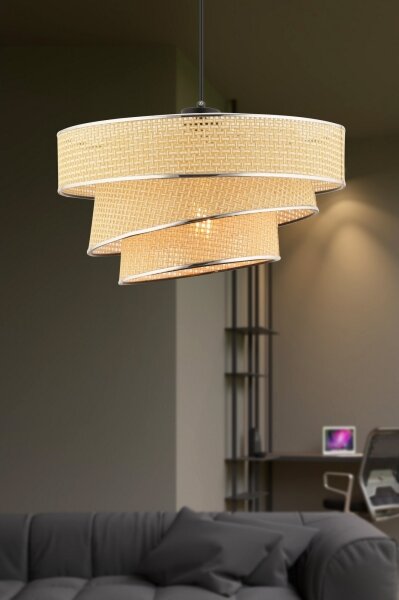 Luster na lanku COUPER 1xE27/60W/230V béžový/lesklý chróm