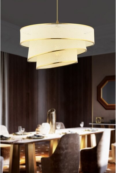 Luster na lanku COUPER 1xE27/60W/230V biela/zlatá