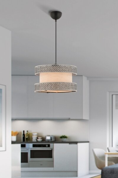 Závesný luster HALO na lanku 1xE27/60W/230V, béžovo-šedý