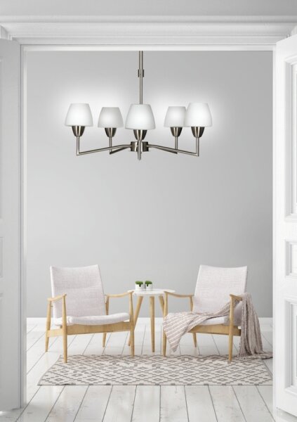 Luster na tyči TOGO 5xG9/40W/230V matný chróm/biela