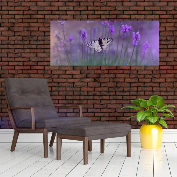 Obraz - Motýľ v levanduli (120x50 cm)