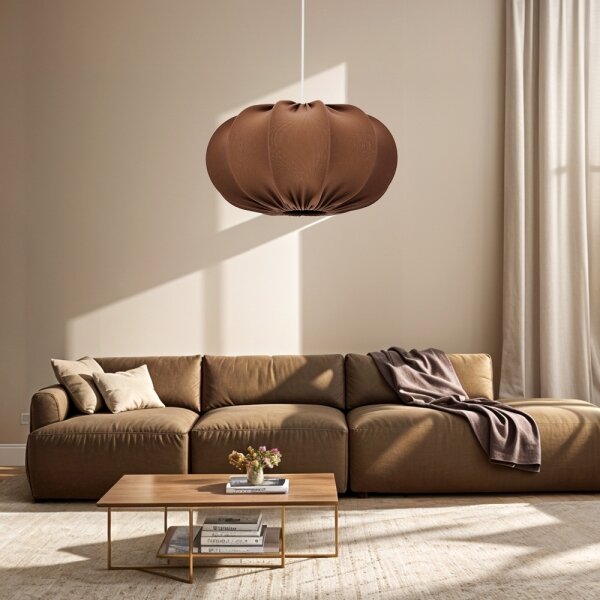 Závesný luster CAFEE na lanku, 1xE27/40W/230V, priemer 52 cm, hnedý