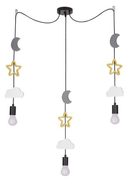 Detský luster na lanku TRIO 3xE27/20W/230V sivá/žltá/biela
