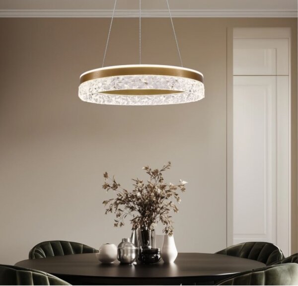 LED luster na lanku FROZI LED/32W/230V pr. 50 cm zlatý