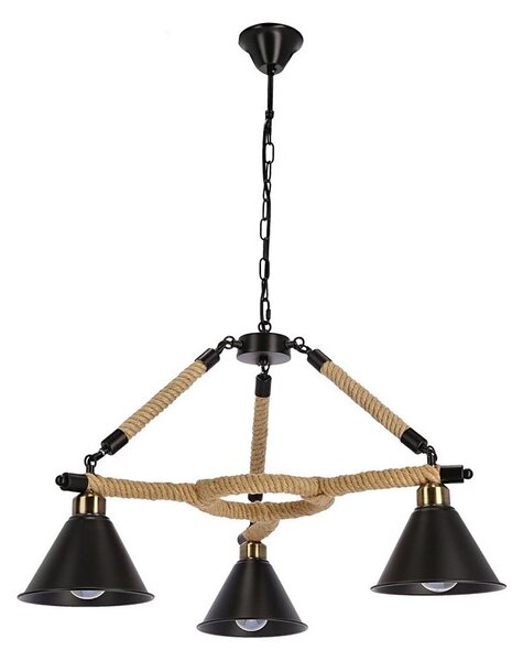 Luster na reťazi NEGRU 3xE27/40W/230V čierna/hnedá