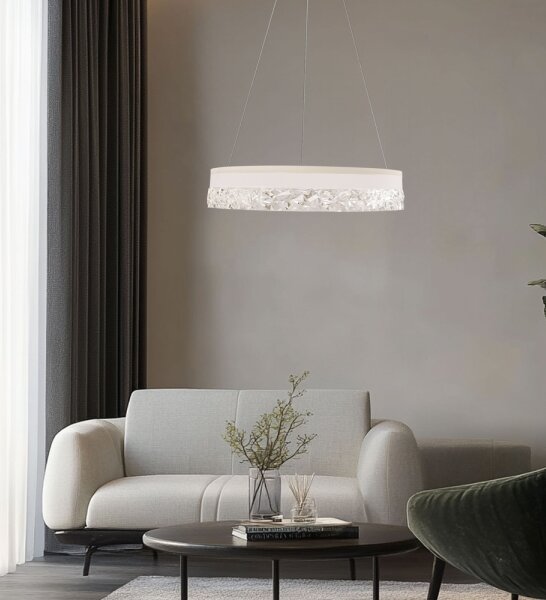 LED luster na lanku FROZI LED/32W/230V priemer 50 cm biely