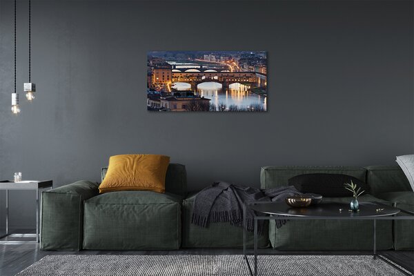 Obraz na plátne Italy Bridges noc rieka 100x50 cm
