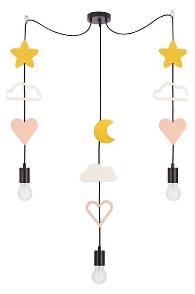 Detský luster na lanku TRIO 3xE27/20W/230V žltá/biela/ružová
