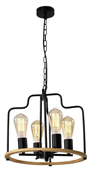 Luster na reťazi DATUS 4xE27/40W/230V čierna/hnedá