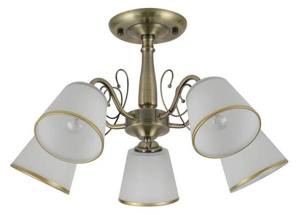 Stropný luster na tyči LOSANNA 5xE14/40W/230V mosadz