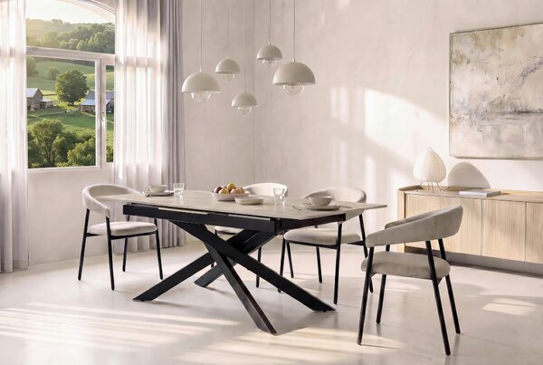 JEDÁLENSKÝ STÔL, čierna, béžová, 200/90/76 cm MID.YOU - Stoly, Online Only