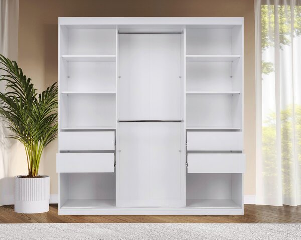 SKRIŇA S POSUVNÝMI DVERAMI, biela, 200/215/59,5 cm P & B - Skrine, Online Only