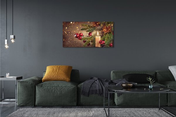 Obraz na plátne Vetvičky ozdoby sviečka kužele 100x50 cm