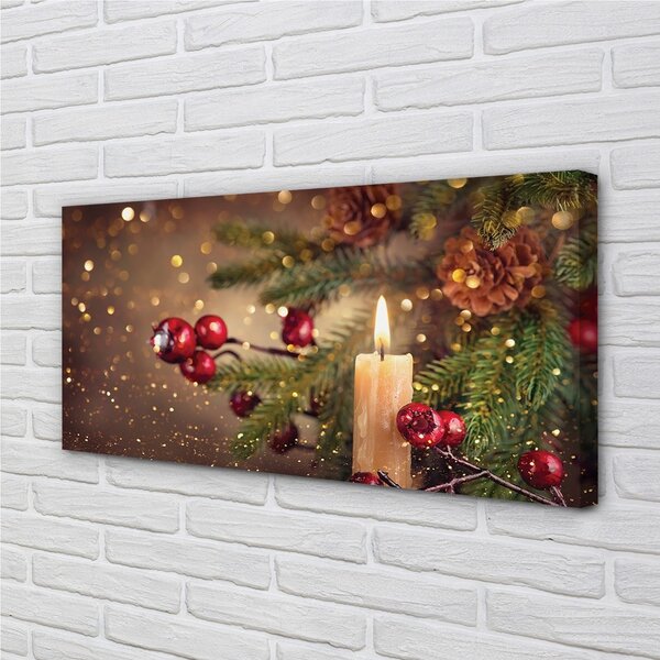 Obraz na plátne Vetvičky ozdoby sviečka kužele 100x50 cm