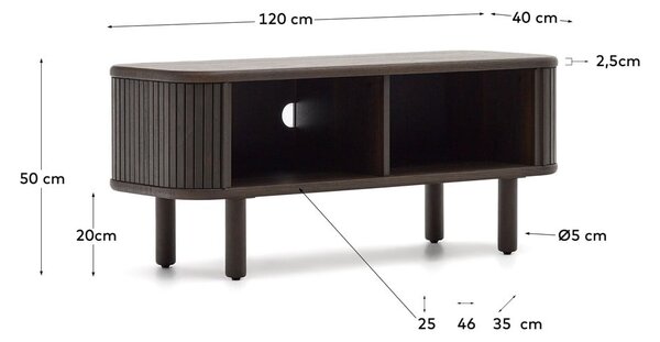Tmavohnedý TV stolík v dekore jaseňa 120x50 cm Mailen – Kave Home