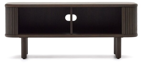Tmavohnedý TV stolík v dekore jaseňa 120x50 cm Mailen – Kave Home