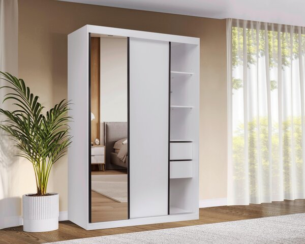 SKRIŇA S POSUVNÝMI DVERAMI, biela, 150/215/59,5 cm P & B - Skrine, Online Only