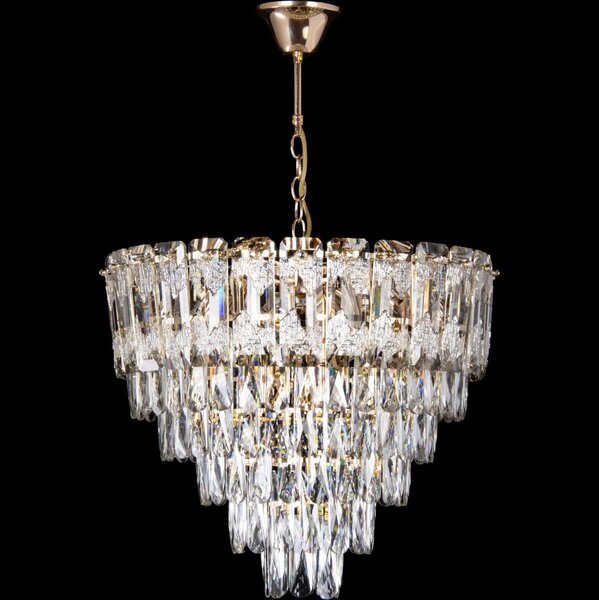 LED luster na reťazi, 9xE27/60W/230V + 6xLED/6W, priemer 50 cm, zlatá