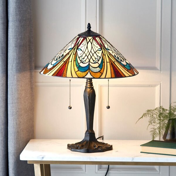 Stolná lampa Tiffany HECTOR 2xE27/60W/230V, priemer 40 cm