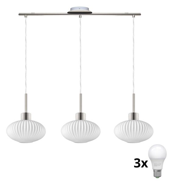 LED luster na lankách HARMA 3xE27/60W/230V matný chróm/biela