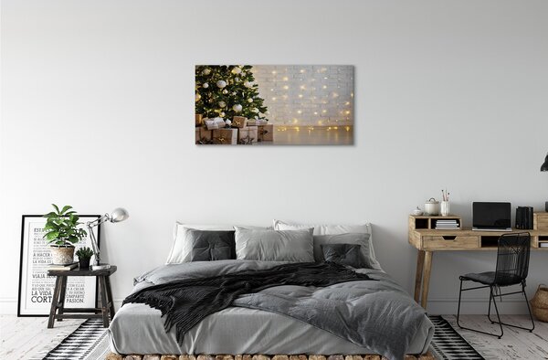 Obraz na plátne Ozdoby na vianočný stromček darčeky 100x50 cm