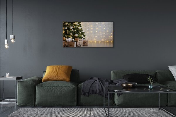 Obraz na plátne Ozdoby na vianočný stromček darčeky 100x50 cm