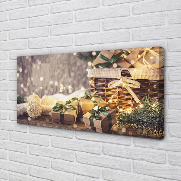 Obraz na plátne Darčeky vetvičky ozdoby 100x50 cm