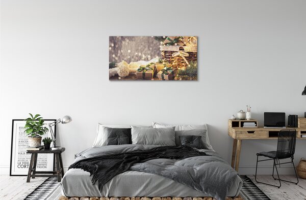 Obraz na plátne Darčeky vetvičky ozdoby 100x50 cm