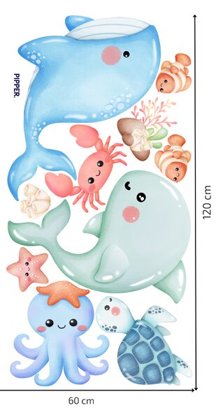 60x120cm Baby morský svet - textilná nálepka na stenu