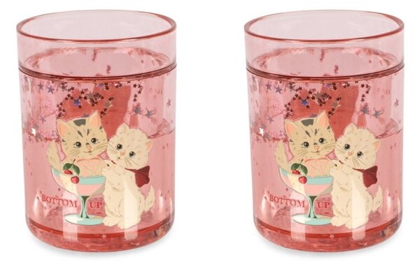 Dětské třpytivé kelímky Rose Cat – set 2 ks