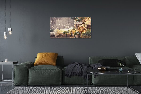 Obraz na plátne Darčeky vetvičky ozdoby 100x50 cm
