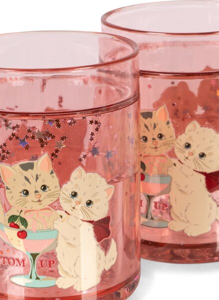 Dětské třpytivé kelímky Rose Cat – set 2 ks