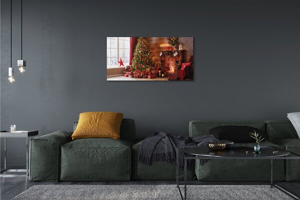 Obraz na plátne Ozdoby na vianočný stromček darčeky ohnisko 100x50 cm