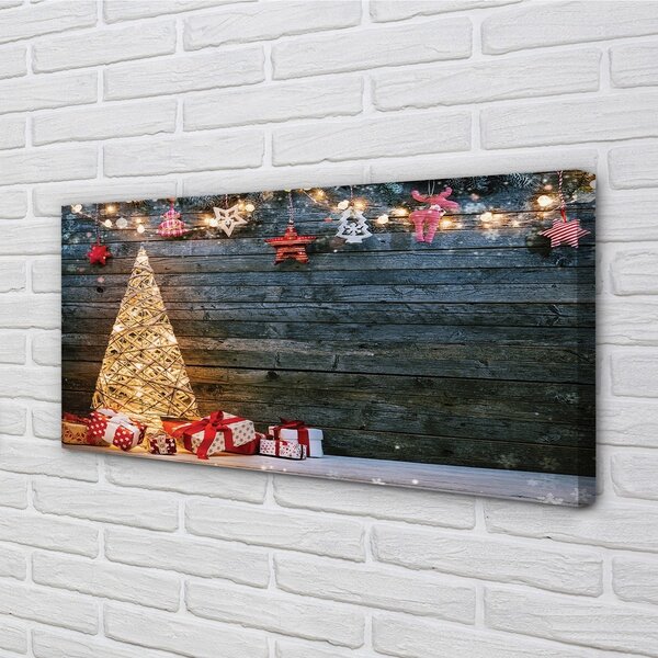 Obraz na plátne Darčeky Vianočný strom dekorácie dosky 100x50 cm