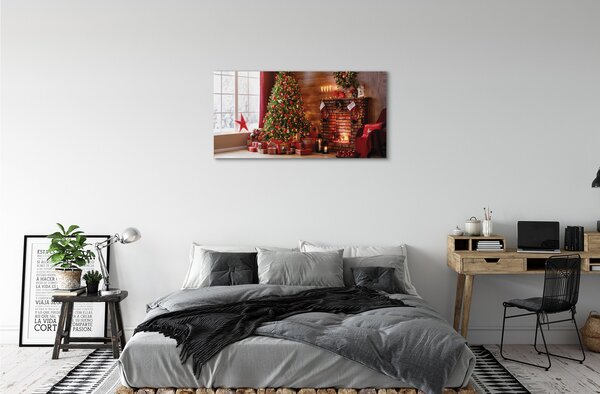 Obraz na plátne Ozdoby na vianočný stromček darčeky ohnisko 100x50 cm