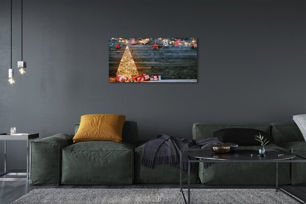 Obraz na plátne Darčeky Vianočný strom dekorácie dosky 100x50 cm