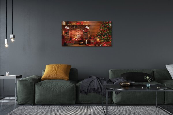 Obraz na plátne Ozdoby na vianočný stromček darčeky ohnisko 100x50 cm