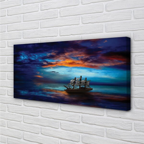 Obraz canvas Zamračené morská loď večer 100x50 cm