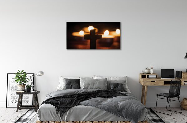 Obraz na plátne kríž sviečok 100x50 cm