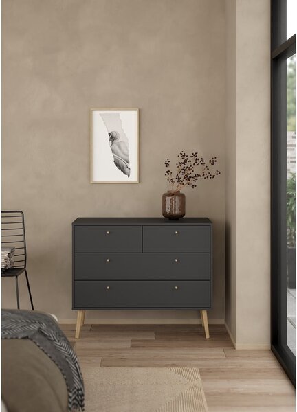 Antracitová nízka komoda 99x82 cm Bodo – Tvilum