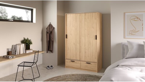 Šatníková skriňa v dekore duba s posuvnými dverami v prírodnej farbe 121x200 cm Line – Tvilum