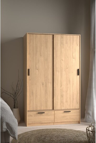 Šatníková skriňa v dekore duba s posuvnými dverami v prírodnej farbe 121x200 cm Line – Tvilum